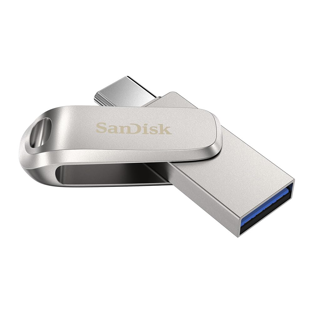 SanDisk Ultra Dual Drive Luxe C4 128GB USB Type C Flash Drive- Silver