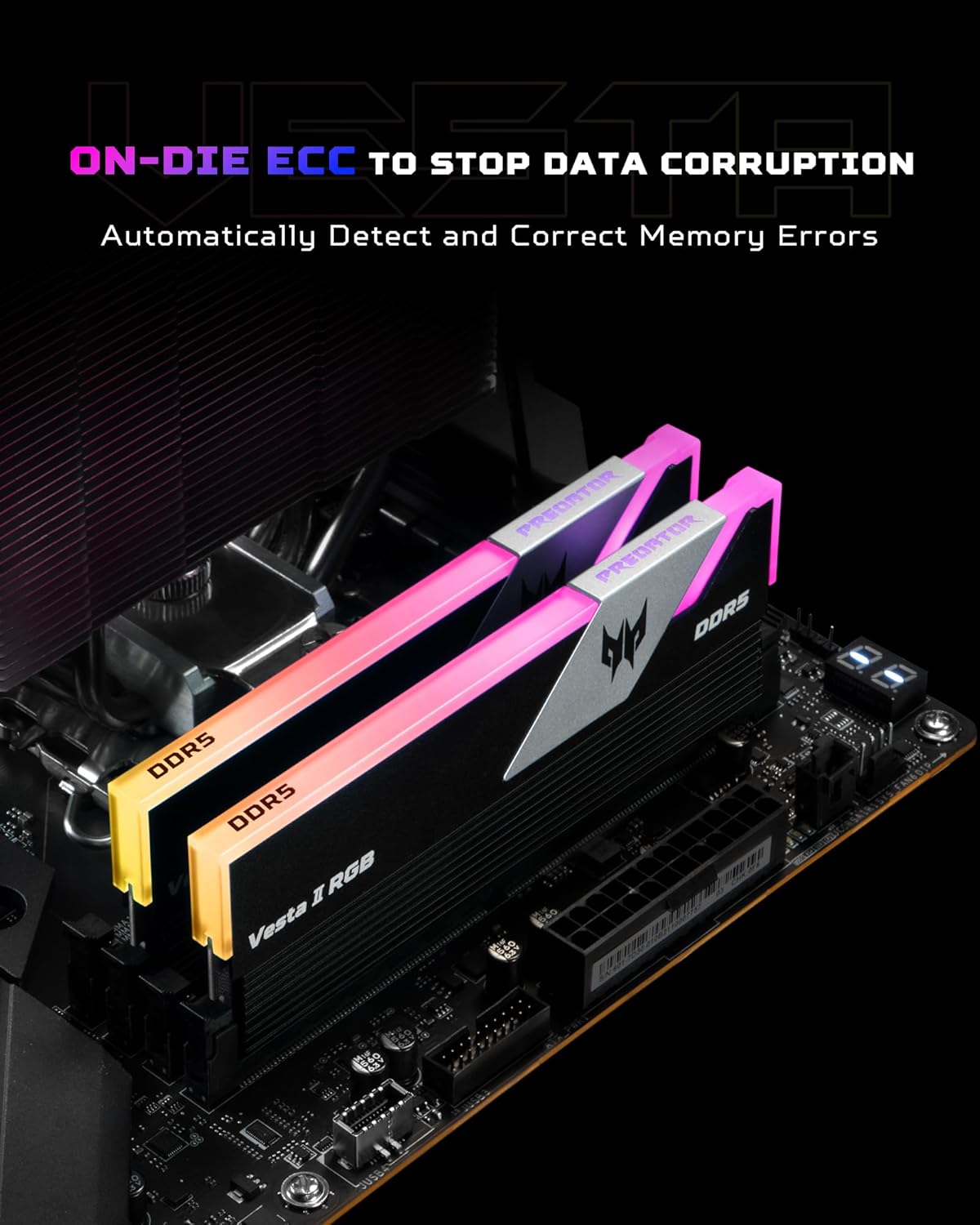 Acer Predator Vesta II DDR5-6000MHz 32GB (2X 16GB) CL30 Memory DDR5 RGB Series,Black- BL.9BWWR.327