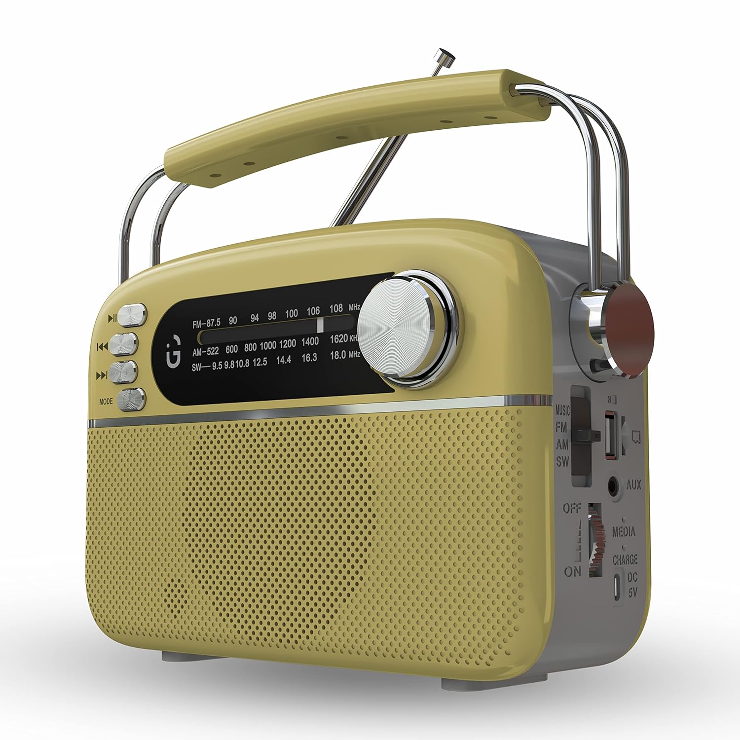 iGear Evoke iG-1113 Retro Modern style Radio and MP3 player with FM/AM/SW- Gold & Silver