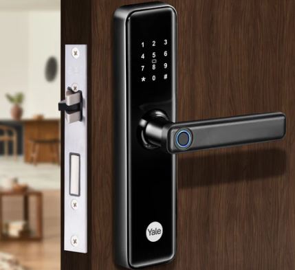 Yale YDME 50 NxT, Smart Door Lock with Biometric, Pin code, RFID Card & Mechanical Keys, for Home & Office- Black