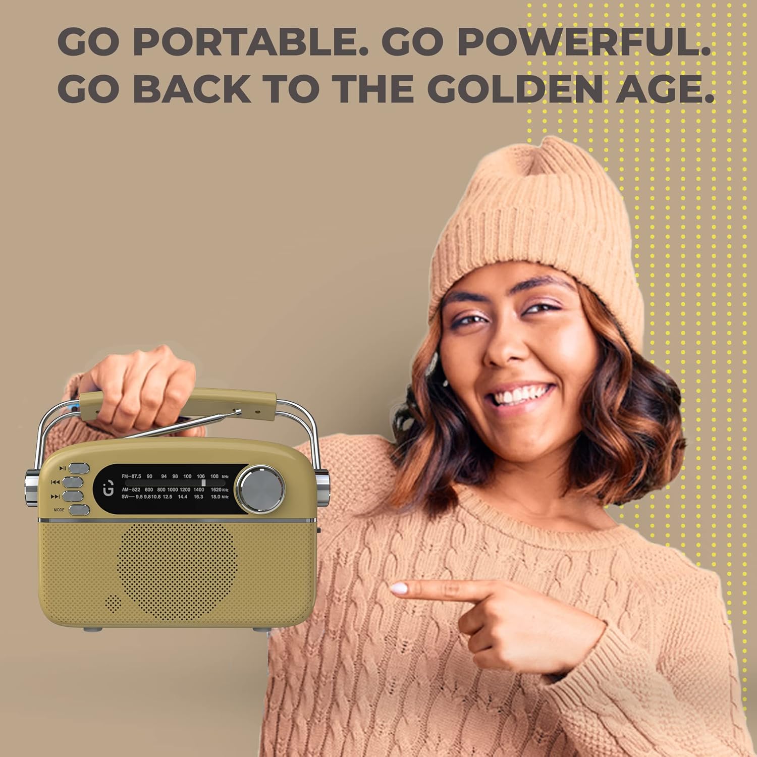 iGear Evoke iG-1113 Retro Modern style Radio and MP3 player with FM/AM/SW- Gold & Silver