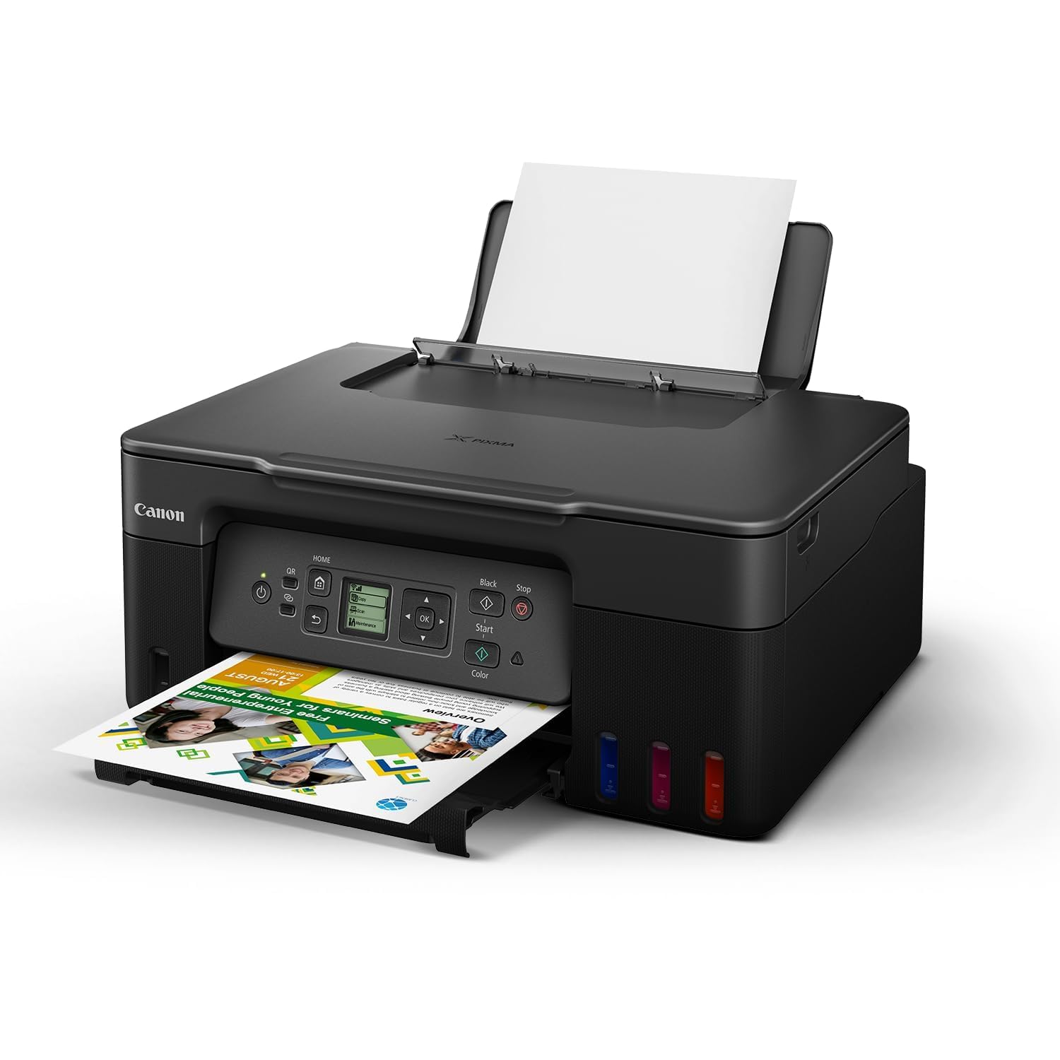 Canon G3770 Pixma MegaTank All-in-one WiFi Inktank Colour Printer for Home & Office, Display Screen, Refillable Ink Tank, Borderless Printing- Black