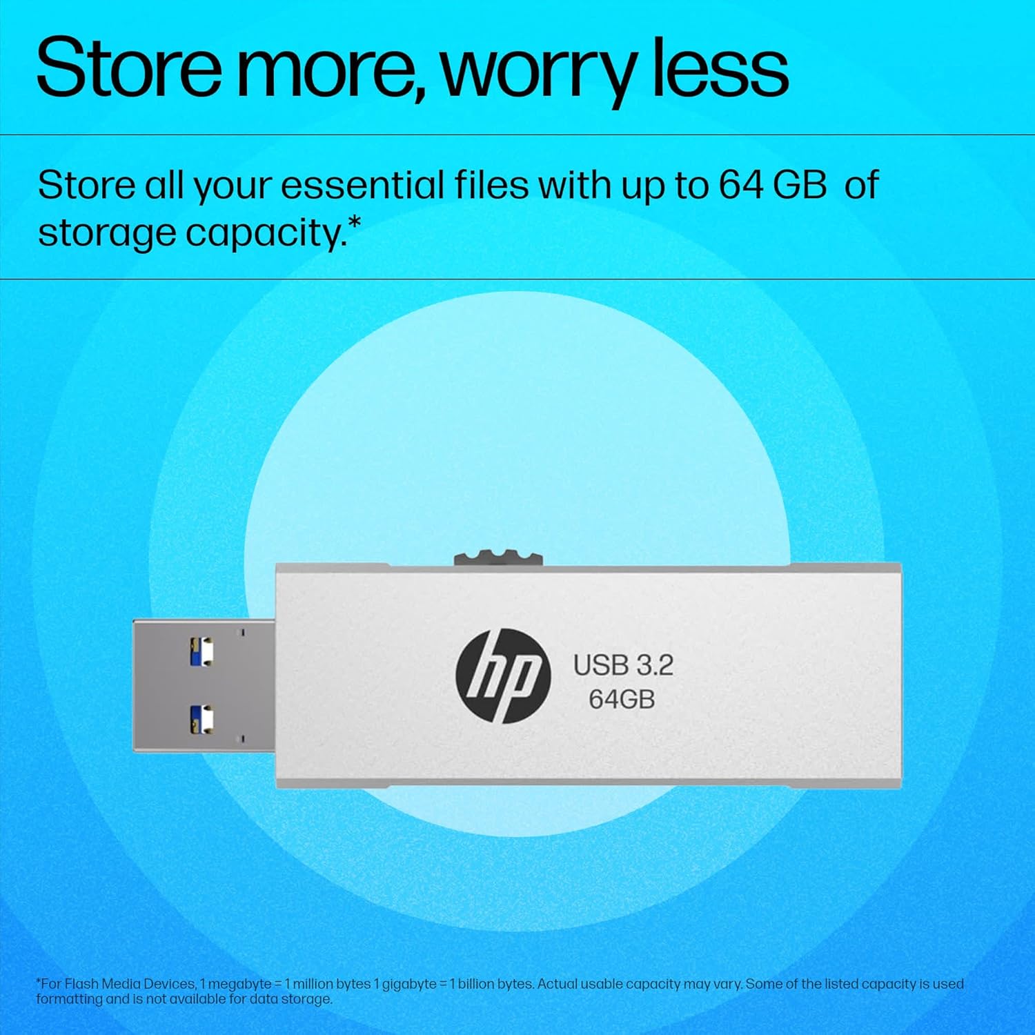 HP 818W 64GB USB 3.2 Flash Drive - Silver