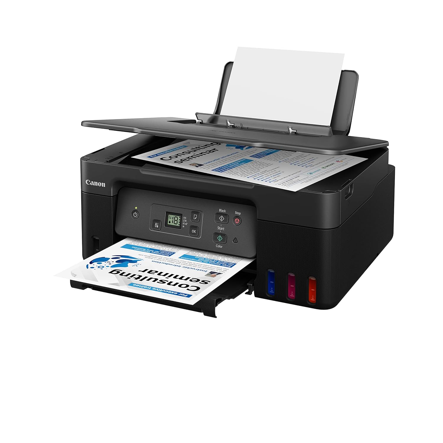 Canon G2770 Pixma MegaTank  All-in-one Inktank Colour Printer,Display Screen, Refillable Ink Tank, Borderless Printing- Black