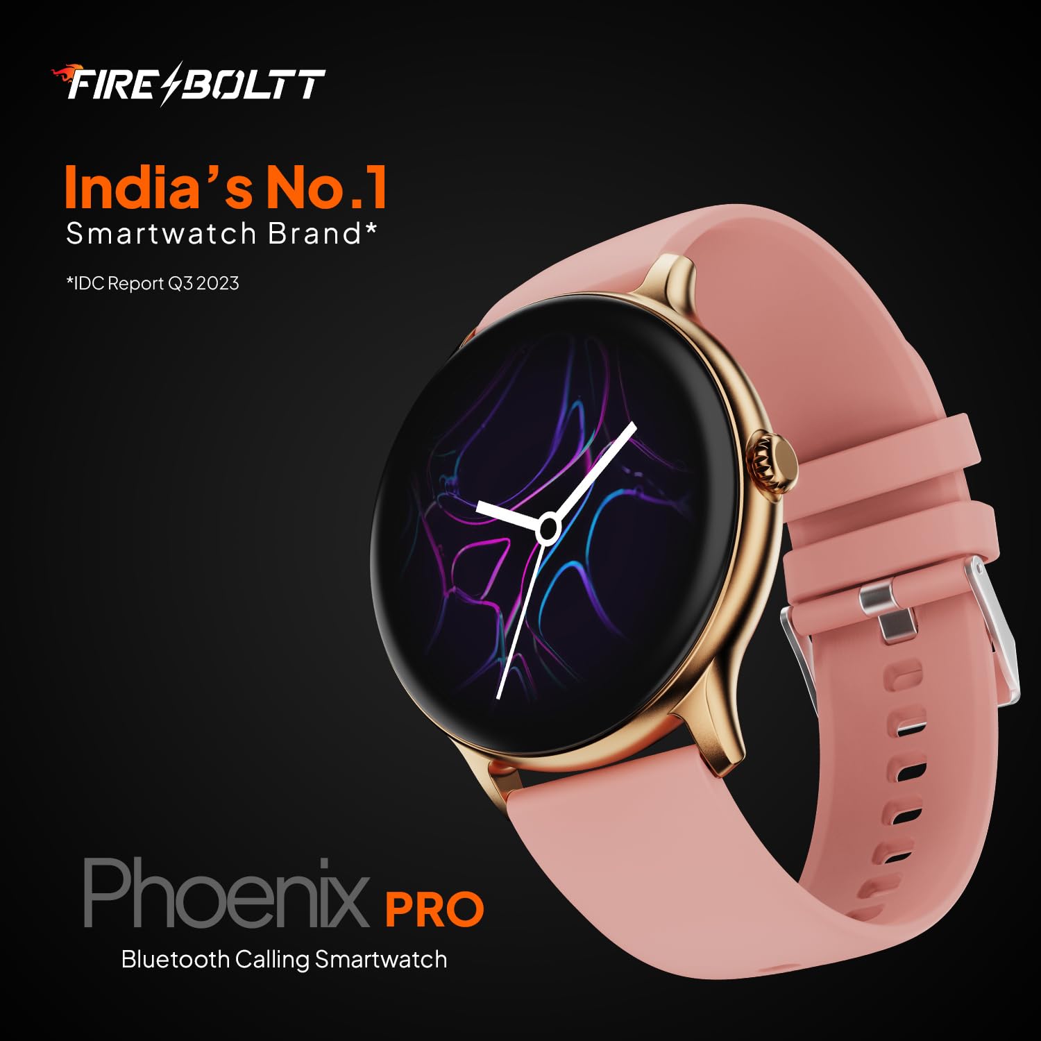 Fire Boltt Phoenix Pro Smart Watch with 1.39'' inch display, Bluetooth Calling, Metal Body with 120+ Sports Modes, SpO2, Heart Rate Monitoring- Gold & Pink