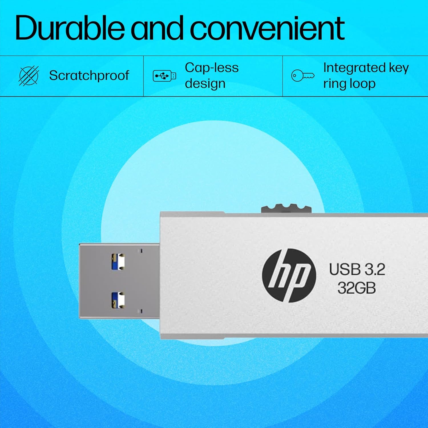 HP 818W 32GB USB 3.2 Flash Drive - Silver