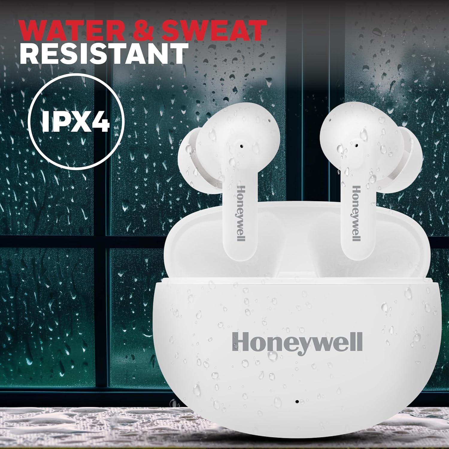 Honeywell Suono P2100 TWS Earbuds Bluetooth with 50H of Playtime, ENC Mode, 4xMics, Type C Fast Charging, Low Latency Mode for Gaming, Bluetooth V5.3- White