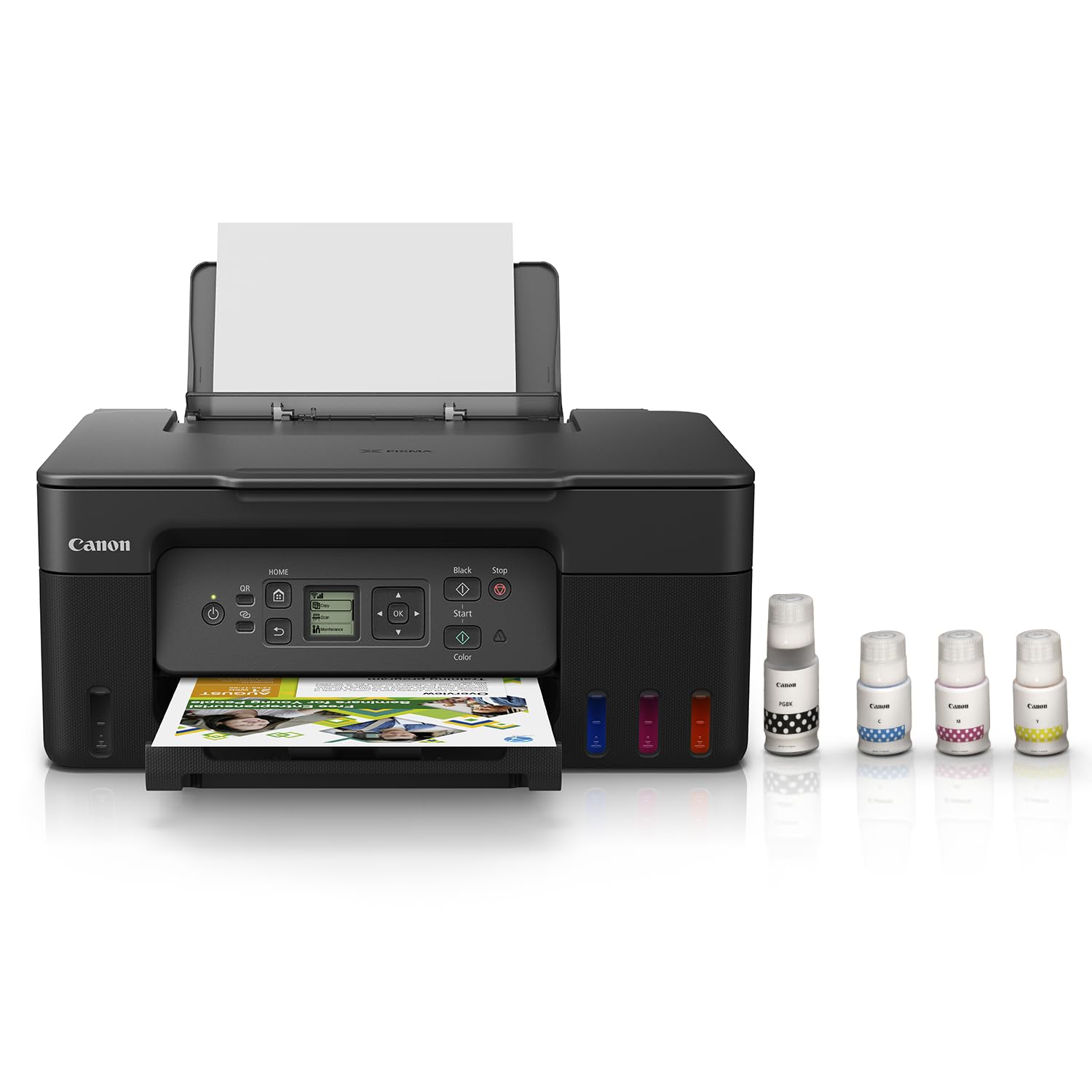 Canon G3770 Pixma MegaTank All-in-one WiFi Inktank Colour Printer for Home & Office, Display Screen, Refillable Ink Tank, Borderless Printing- Black