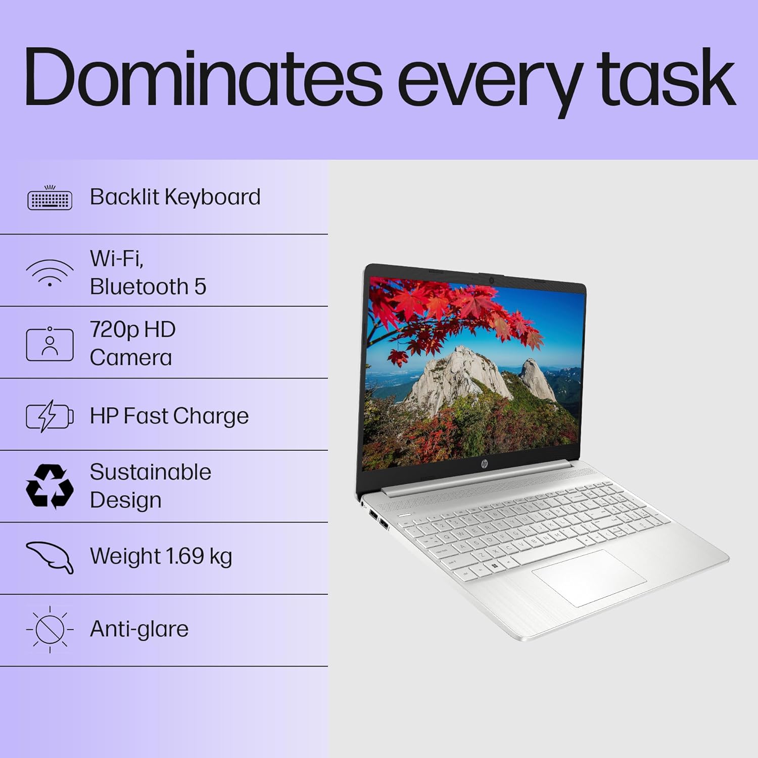 HP 15s-fq5007TU Intel Core i3 12th Gen 1215U - (8 GB/512 GB SSD/Windows 11 Home) Thin and Light Laptop  (15.6 inch, Silver, 1.69 kg, With MS Office)