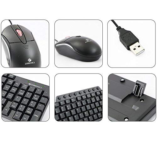 Zebronics Judwa 555 USB Wired Mouse and Keyboard and Mouse Combo for Computer/Laptop- Black