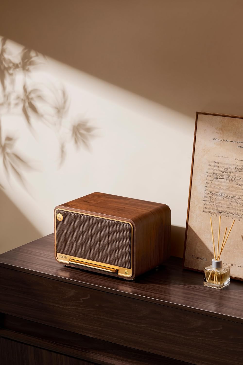 Edifier D32 Tabletop Wireless Speaker, Hi-Res Audio Bluetooth Speaker, Portable Retro Combo Speaker, 60 Watts RMS, Bluetooth 5.3- Brown