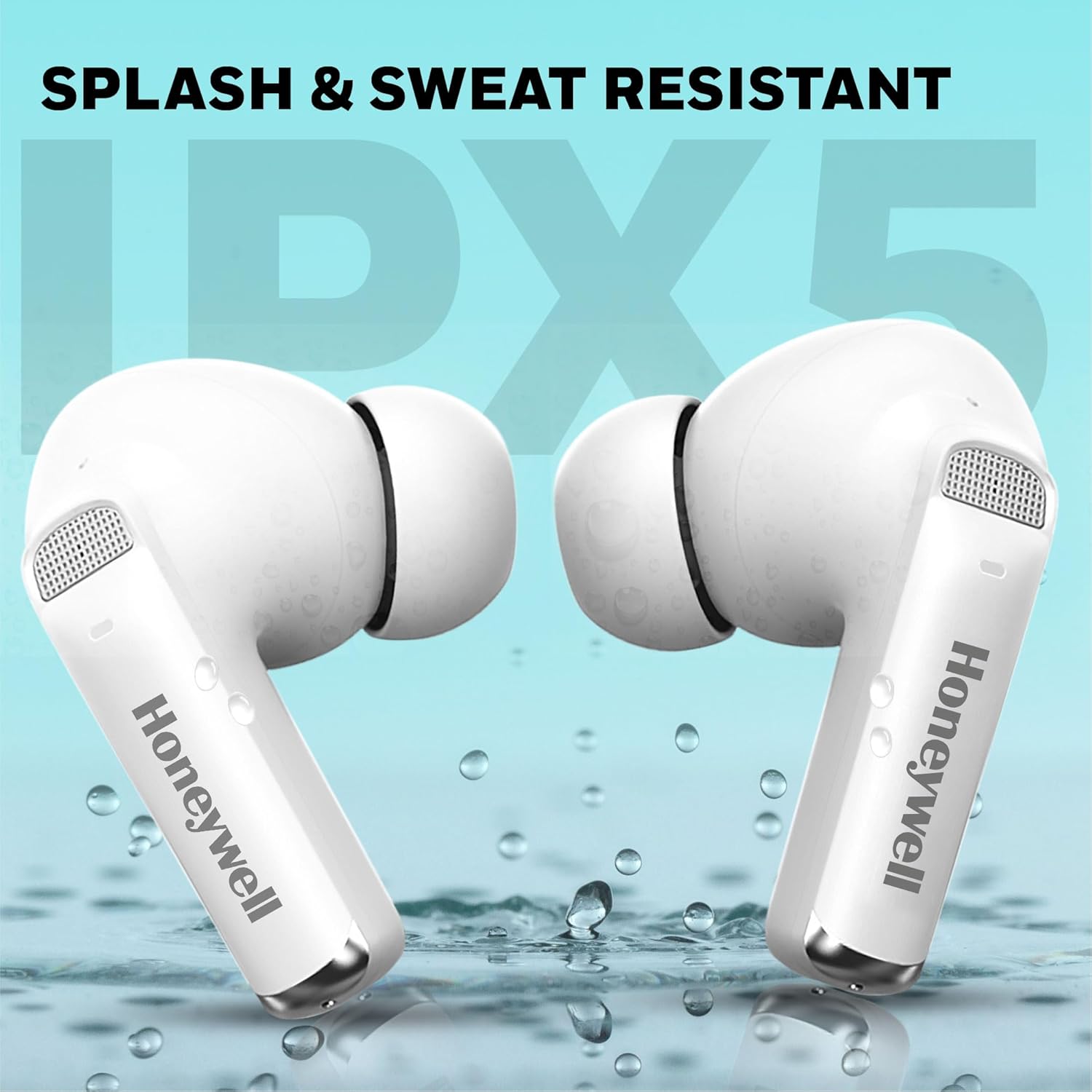 Honeywell Trueno U5100 TWS in-Ear wireless HYBRID ANC TWS Earbuds, with 33 dB ANC, Low Latency mode, 6 mics, Bluetooth V5.2, 62 Hours of Playtime- White