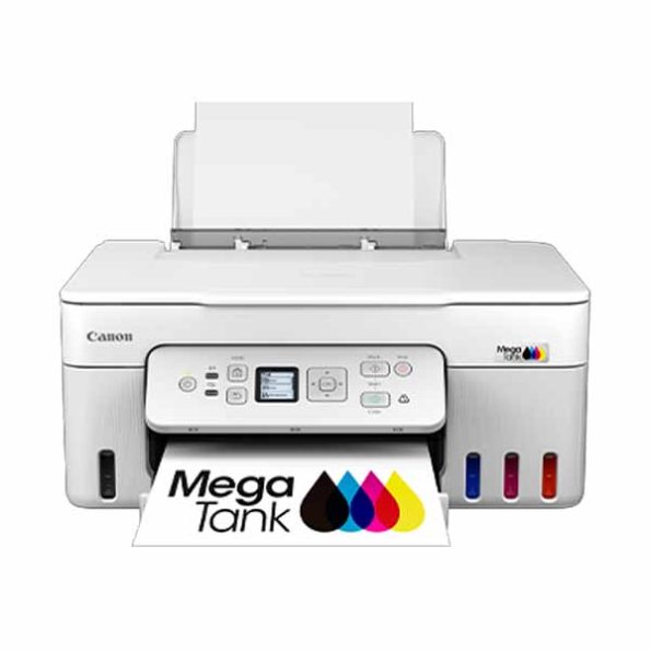 Canon G3780 Pixma MegaTank Wireless All-in-One Printer for Home & Office, Display Screen, Refillable Ink Tank, Borderless Printing- White