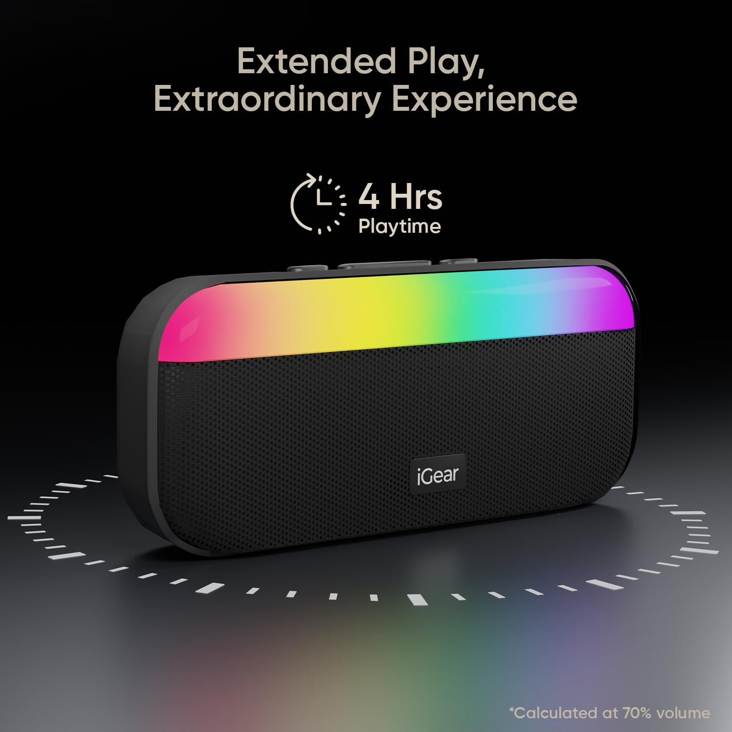 iGear Pulse iG-1151 10W Mega Bass Speaker with RGB Lights (Black)