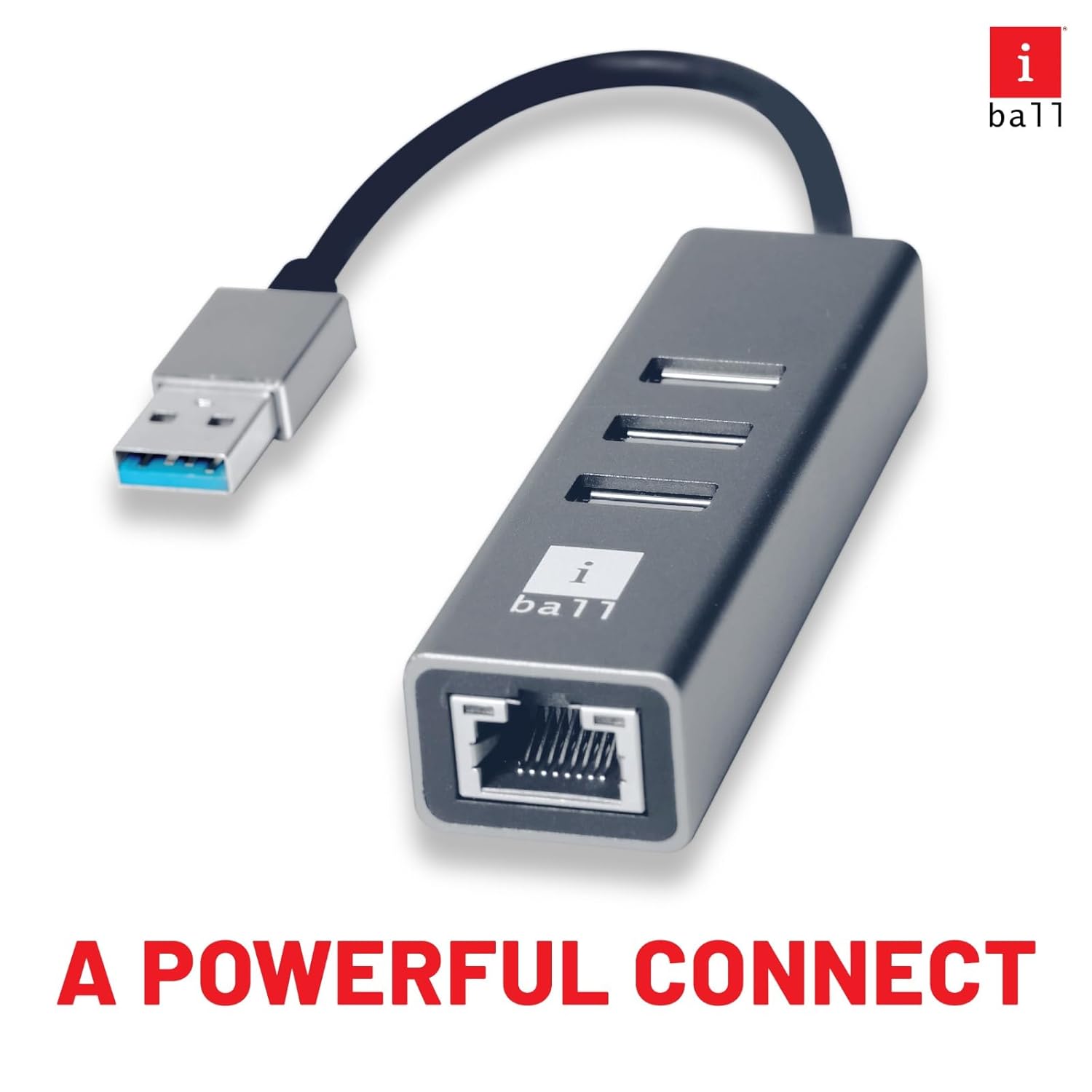 iBall Bridge 400 USB 3.0 Hub + Gigabit Multifunctional Adapter, 4-in-1, USB 3.0 x 3-Ports Hub with 1000 Mbps Ethernet Port