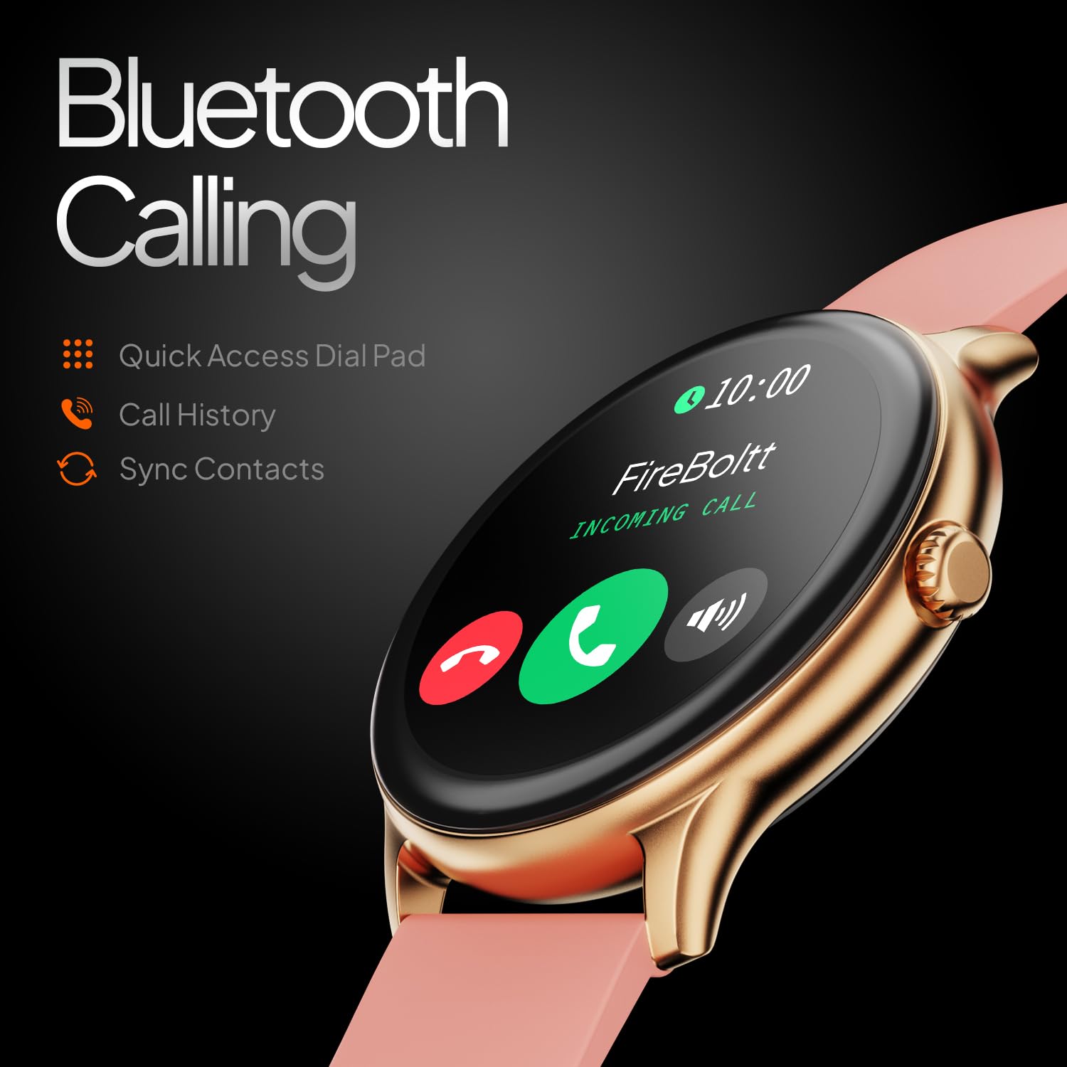 Fire Boltt Phoenix Pro Smart Watch with 1.39'' inch display, Bluetooth Calling, Metal Body with 120+ Sports Modes, SpO2, Heart Rate Monitoring- Gold & Pink