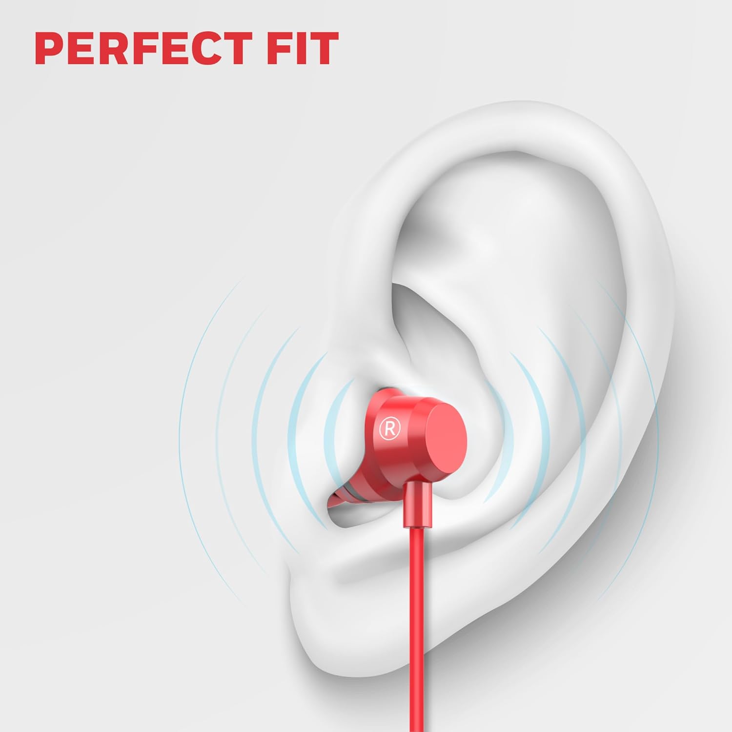 Honeywell Moxie V50 Wired Earphones with built in Mic, 10mm*2 drivers, Passive Noise Cancellation, 3.5mm AUX, Voice Assistant Enabled, 1.2 Mtr- Red