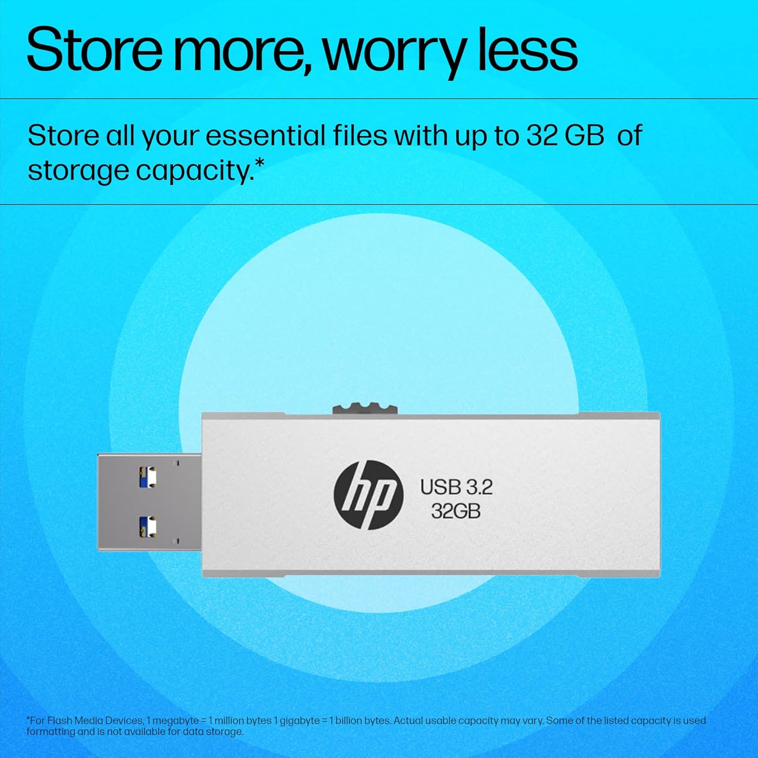 HP 818W 32GB USB 3.2 Flash Drive - Silver