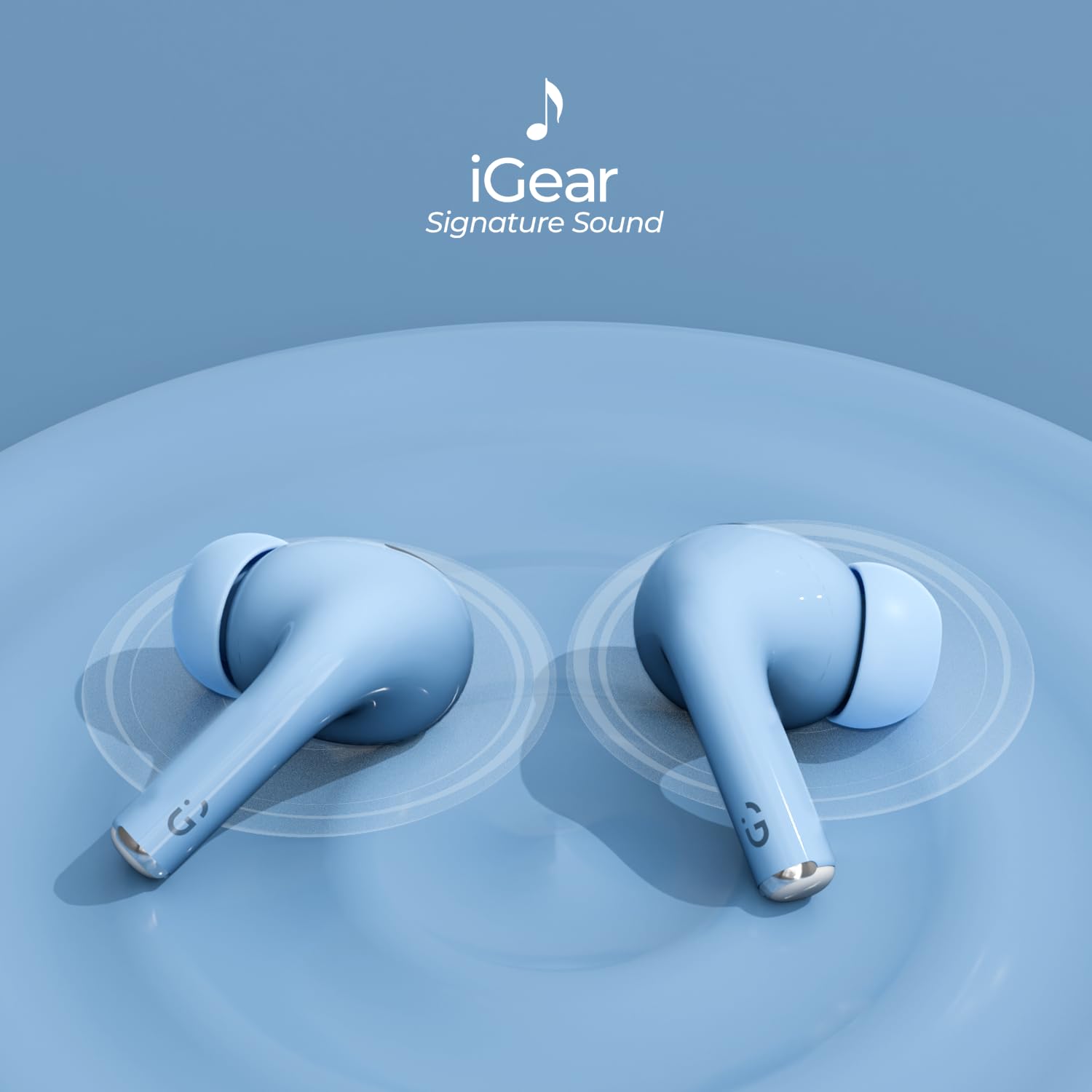 iGear Gemz iG-1142 TWS Wireless Earbuds, 15 Hrs+ Playtime- Blue