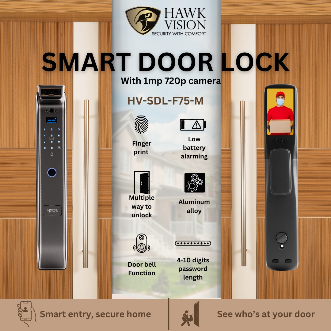 Hawkvision HV-SDL-F75-M Smart Door Lock - Black