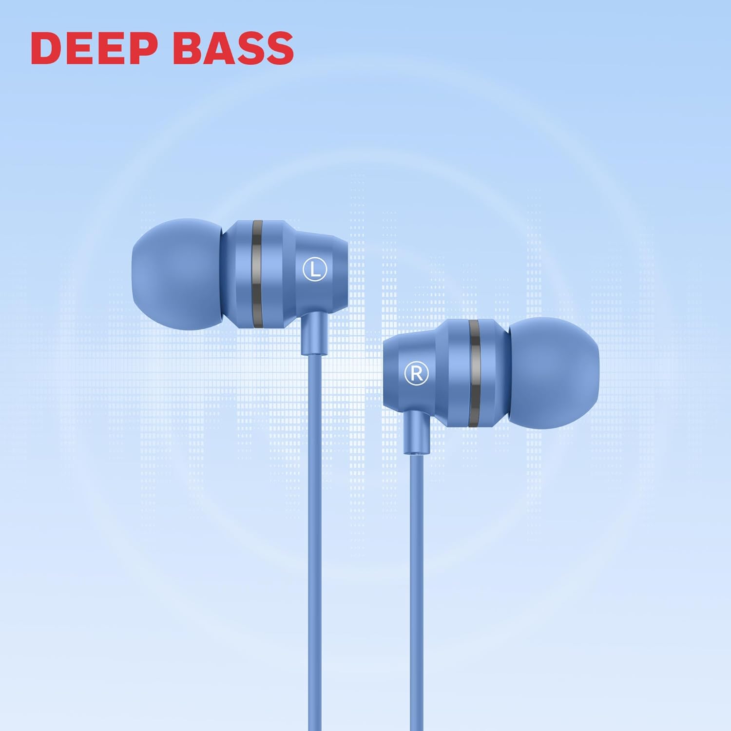 Honeywell Moxie V50 Wired Earphones with built in Mic, 10mm*2 drivers, Passive Noise Cancellation, 3.5mm AUX, Voice Assistant Enabled, 1.2 Mtr- Blue