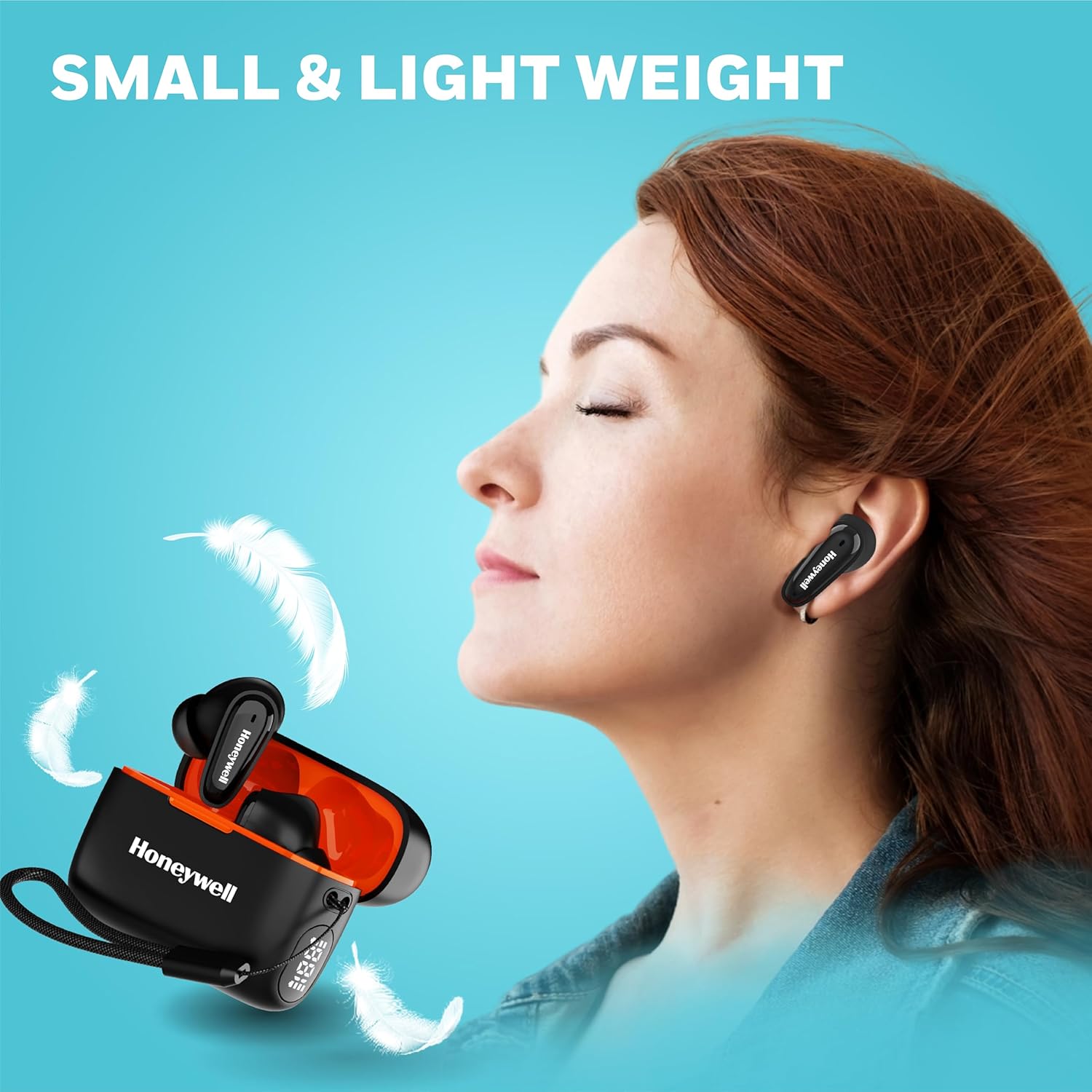 Honeywell Moxie V1100 TWS Earbuds in-Ear wireless with Digital Battery Display Case, Bluetooth V5.3, 31 Hours of Playtime, 13mm*2 Drivers, Fast Charging -black
