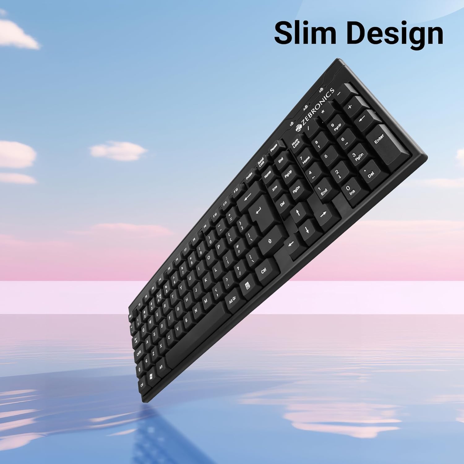 ZEBRONICS K35 USB Wired Keyboard with Rupee Key, Spill-Proof and Slim Design (Black) 