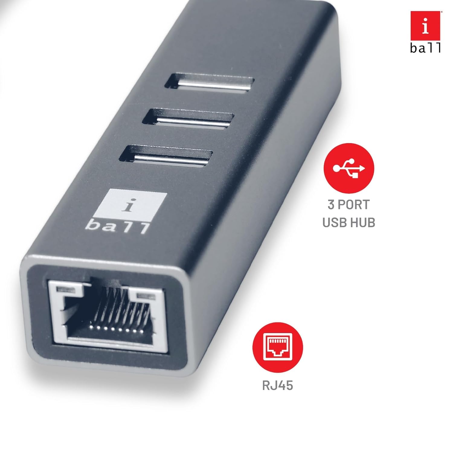 iBall Bridge 400 USB 3.0 Hub + Gigabit Multifunctional Adapter, 4-in-1, USB 3.0 x 3-Ports Hub with 1000 Mbps Ethernet Port