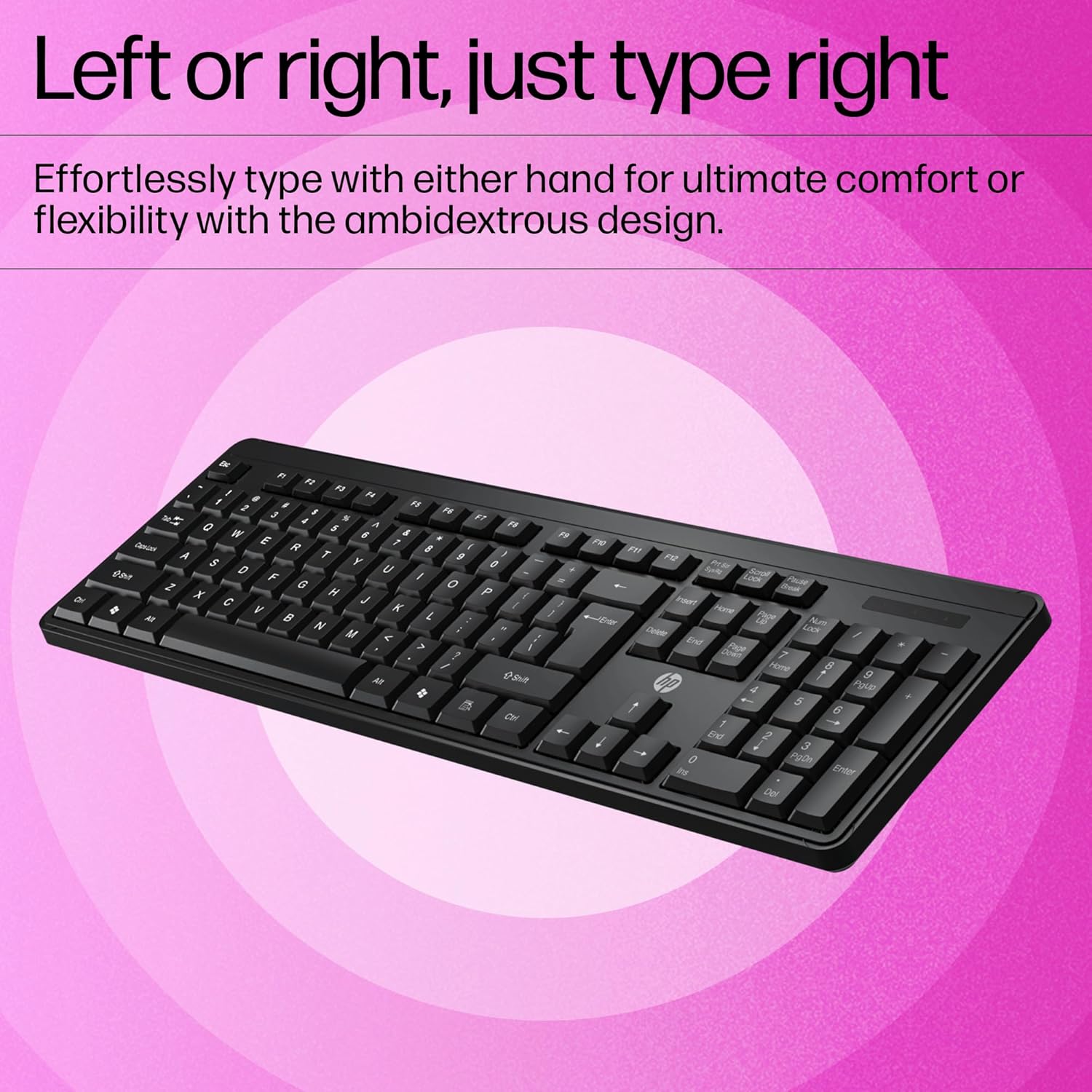 HP K160 Wireless Keyboard/Quick Comfy accurate/12 Fn Shortcut Keys/Plug and Play USB- Black