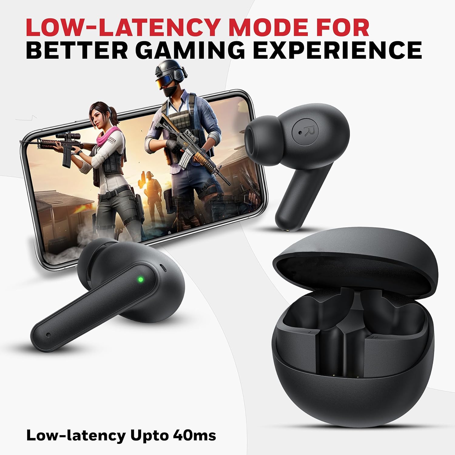 Honeywell Moxie V1400 TWS In-Ear Earbuds Bluetooth v5.4, ENC with 4 Mics for HD Calling, 45H Battery Life, Stereo Sound, Deep Bass, IPX4, 40ms low latency Gaming Mode- Black