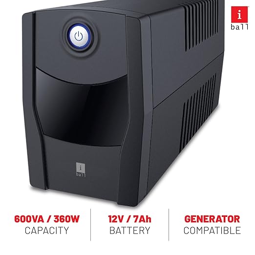 iBall Nirantar 660 UPS with 600VA/360W Line Interactive,Ideal Power Backup & Protection for Desktop PCs- Black