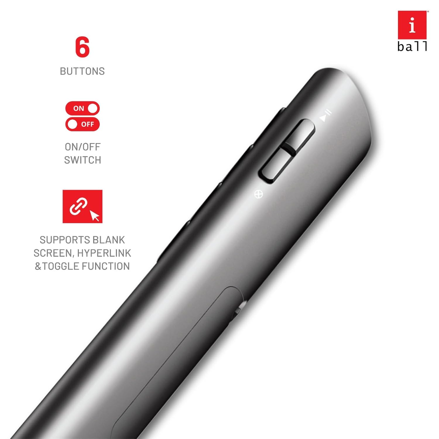 iBall Impact2 Wireless Presenter for Presentation, RED Laser Pointer, PowerPoint PPT Slide Changer- Black
