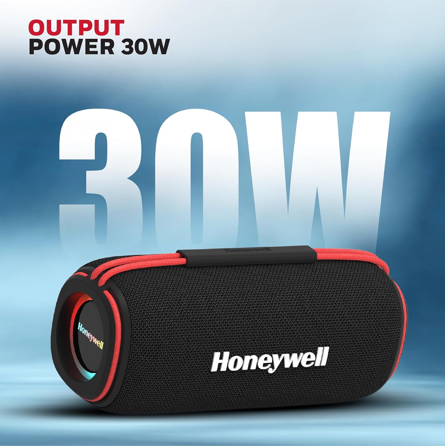 Honeywell Trueno U400 30W 5.3 Bluetooth Speaker, Deep Bass Radiators, 15H Playtime, IPX 6, TWS Feature, RGB Lights, SD Card, AUX, USB Type-C Port- Black