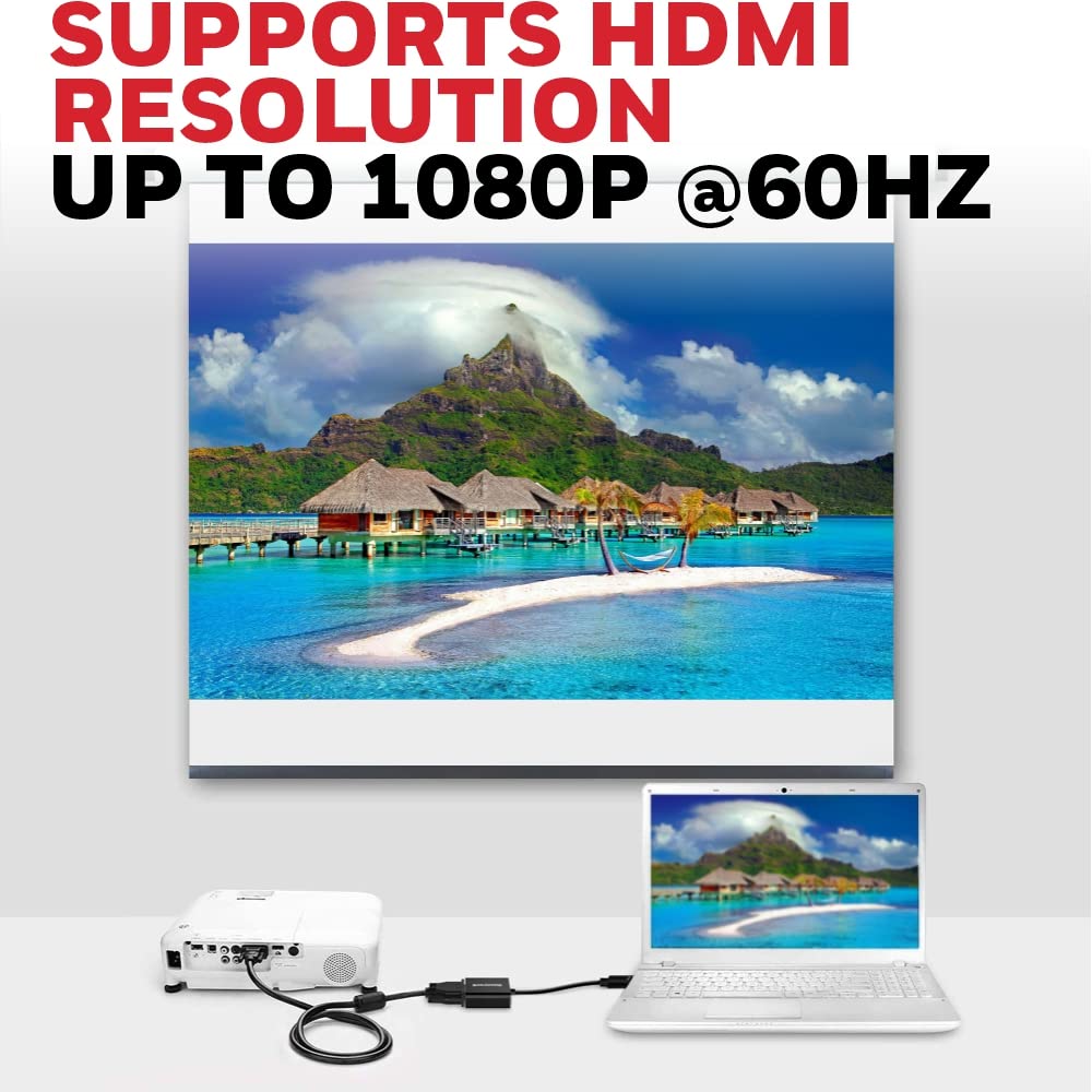 Honeywell 3in1 HDMI to VGA, 3.5mm Audio Jack & Micro USB Port, 1080p@60Hz HDMI Resolution & 6.75GB Transfer Speed, Compatible with-LED, Laptop, Gaming Console etc-Black