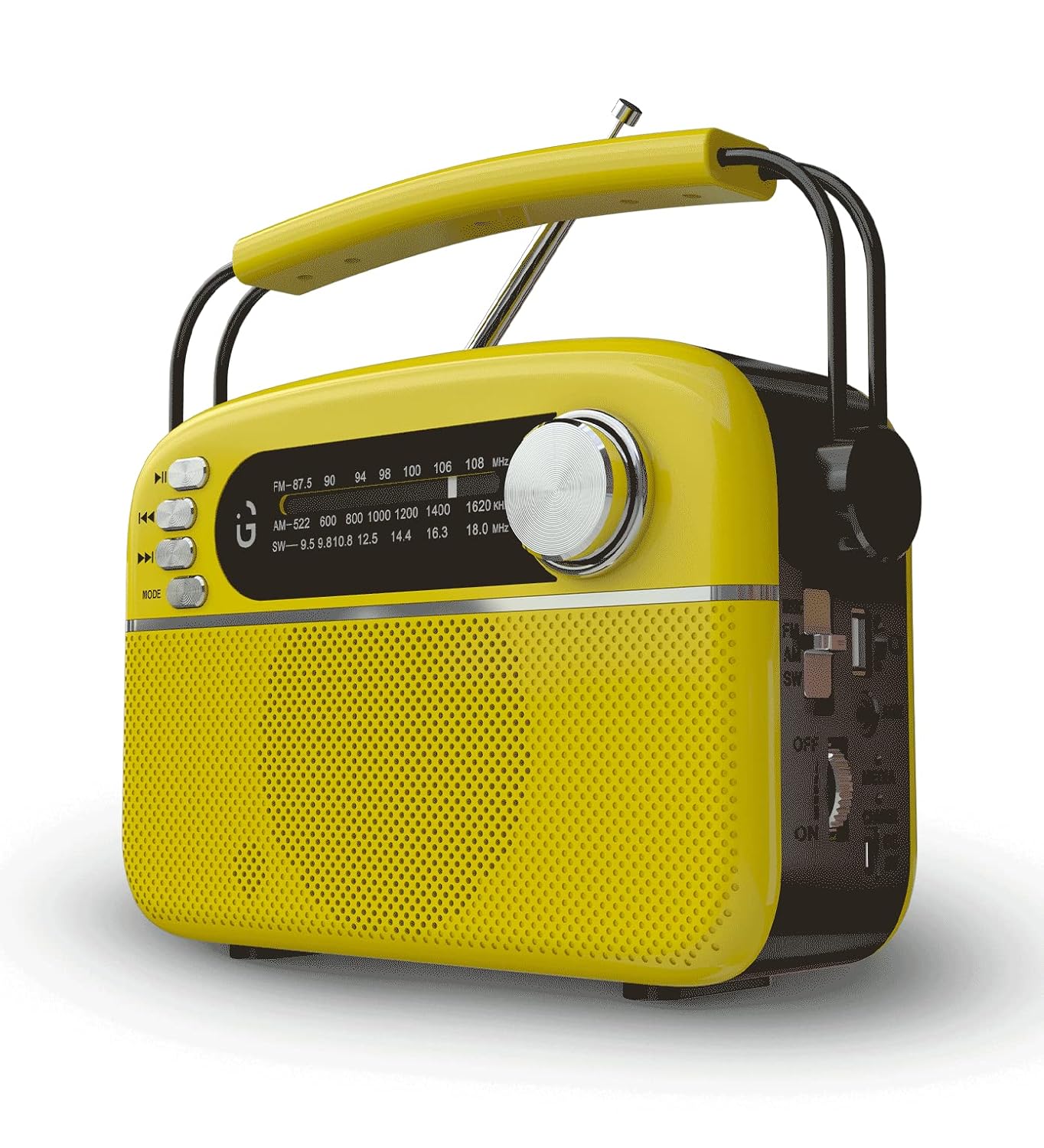 iGear Evoke iG-1113 Retro Modern style Radio and MP3 player with FM/AM/SW- Yellow
