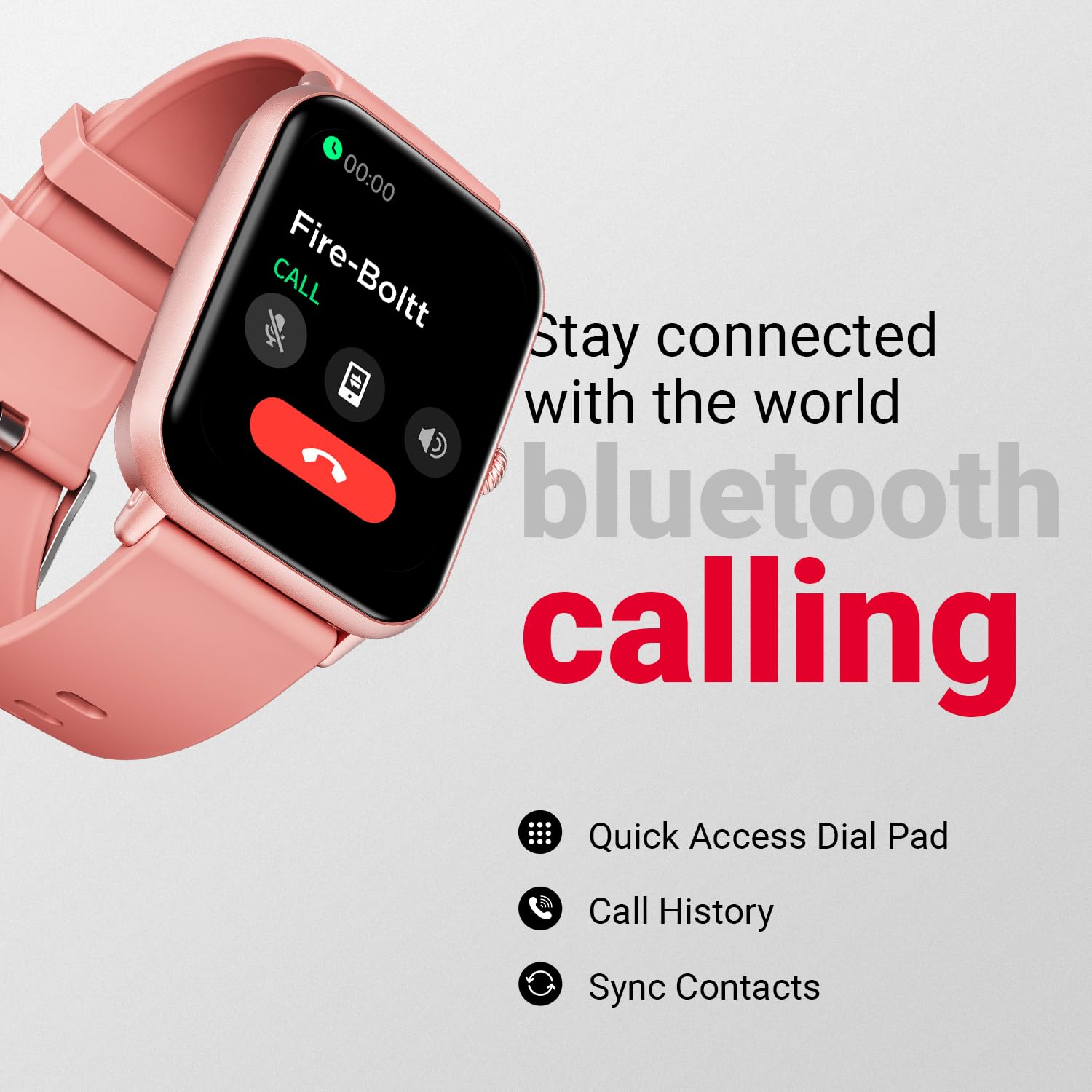 Fire Boltt Ninja Call Pro Plus Smart Watch(BSW053)with 1.83'' inch Display, Bluetooth Calling, AI Voice Assistance, 100 Sports Modes IP67 Rating- Pink