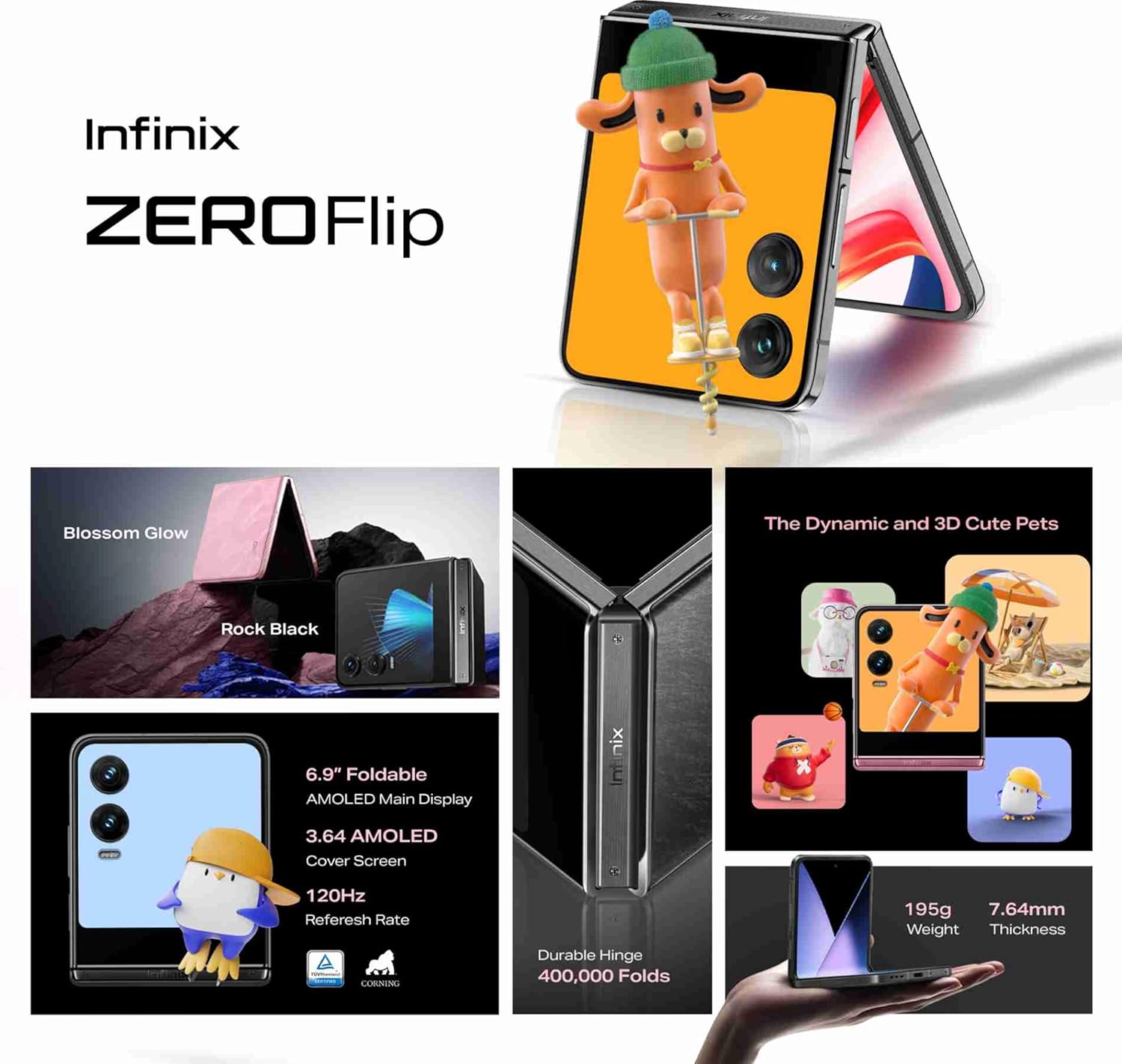Infinix Zero Flip 5G Smart Phone X6962- (Rock Black, 512 GB)  (8 GB RAM), 4720 mAh Battery, Dual 50MP Back Camera, 50MP Front Camera