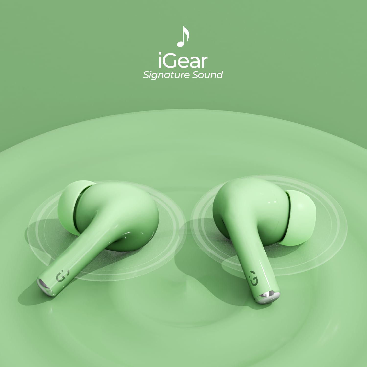 iGear Gemz iG-1142 TWS Wireless Earbuds, 15 Hrs+ Playtime- Green
