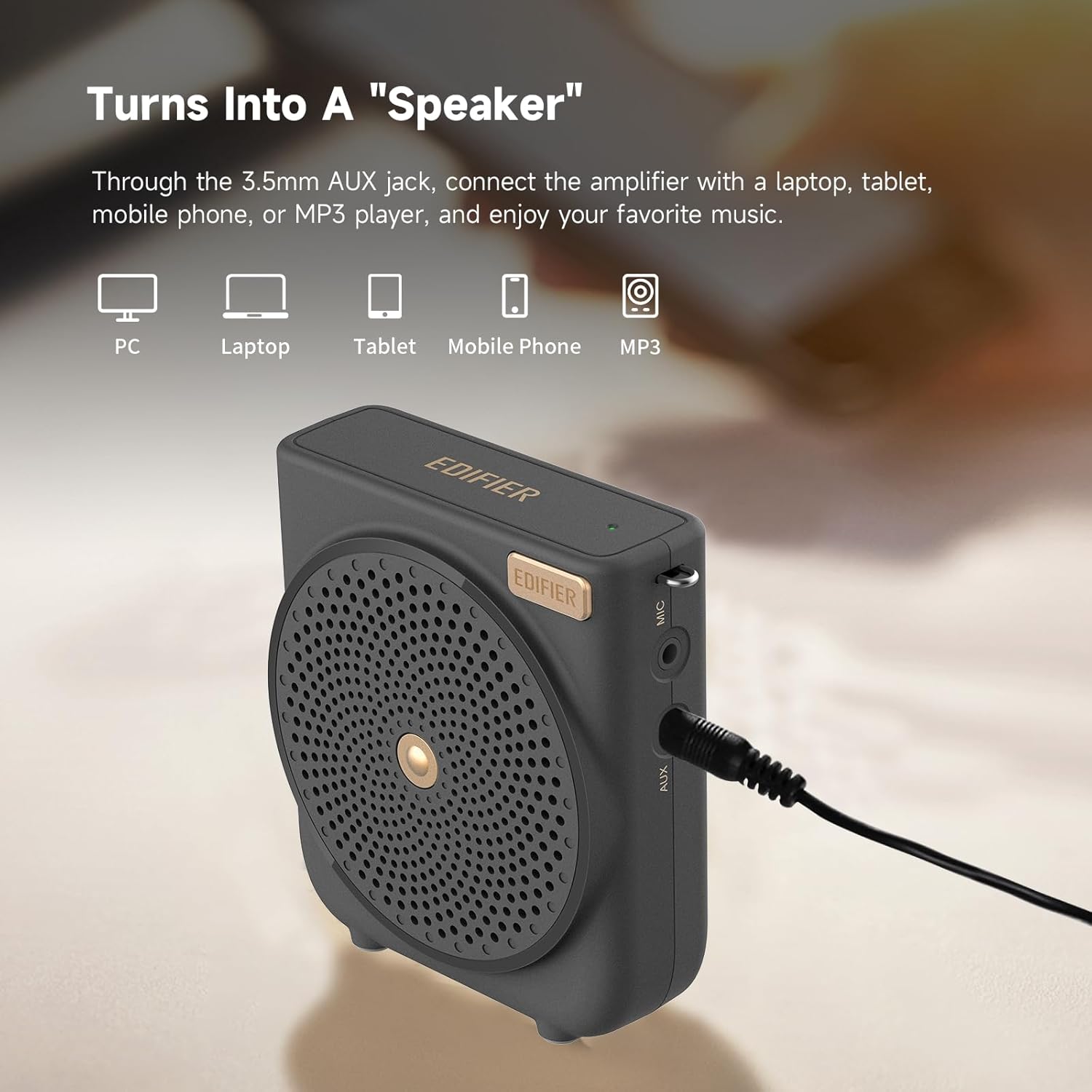 Edifier MF3 Portable Voice Amplifier with Precise Voice Pick-up and Effective Anti-Howling- Black