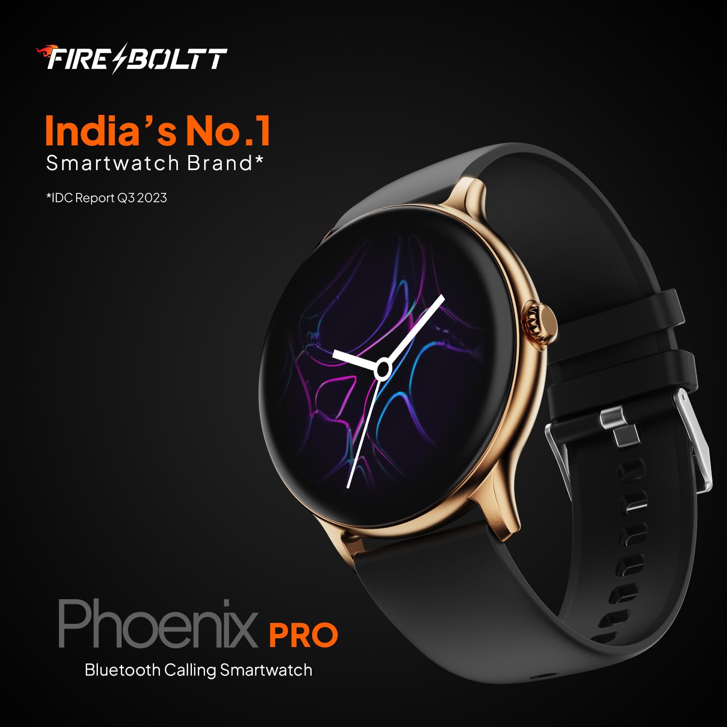 Fire Boltt Phoenix Pro Smart Watch with 1.39'' inch display, Bluetooth Calling, Metal Body with 120+ Sports Modes, SpO2, Heart Rate Monitoring- Gold & Black