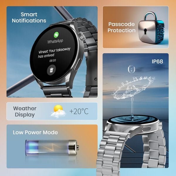 Fastrack Dezire FX1 Smart Watch with 1.38" Inch Ultra VU HD Display Bluetooth Calling , IP68 Water Resistant- Silver