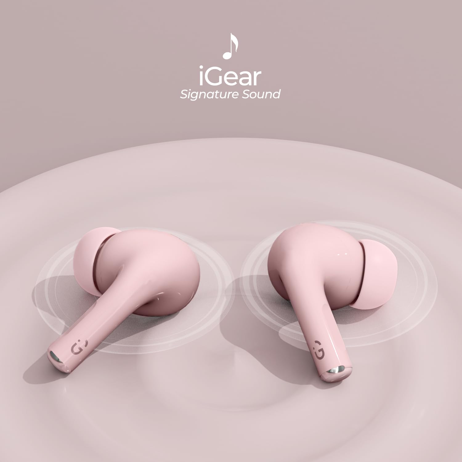 iGear Gemz iG-1142 TWS Wireless Earbuds, 15 Hrs+ Playtime- Pink