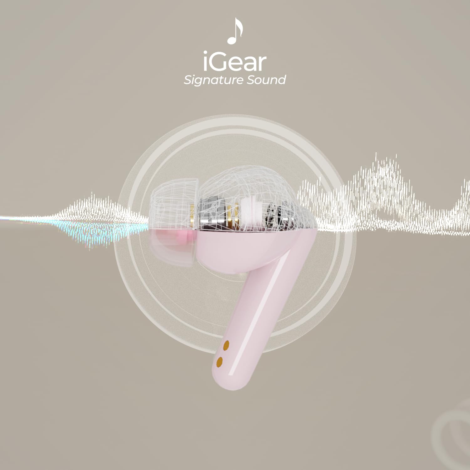 iGear Astro iG-1029 Wireless Earbuds Stylish HiFi Audio with 40-Hour Playtime- Pink