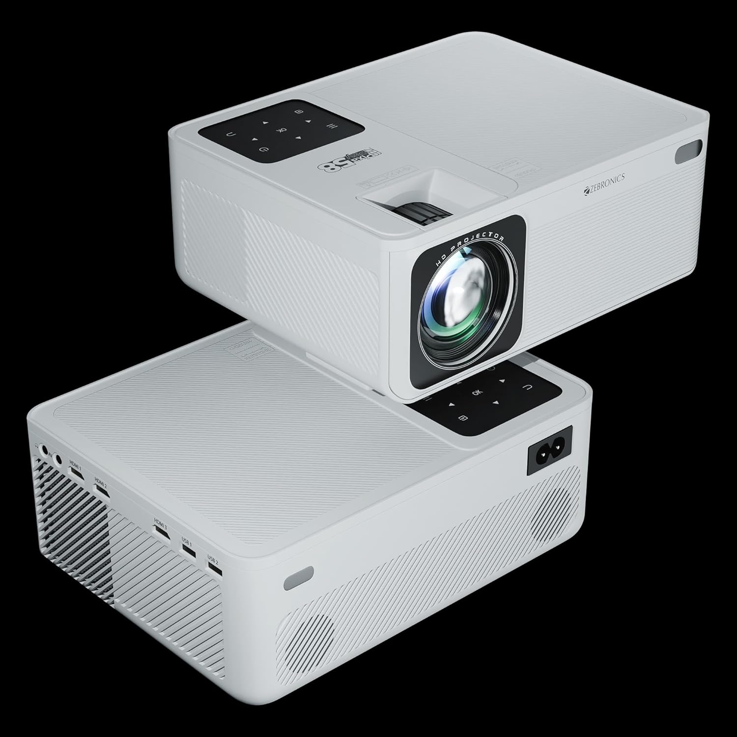Zebronics PIXAPLAY 58 Smart Projector, 11500 Lumens, 4K Support, 210 Inch Screen Size, Quad Core Processor- White