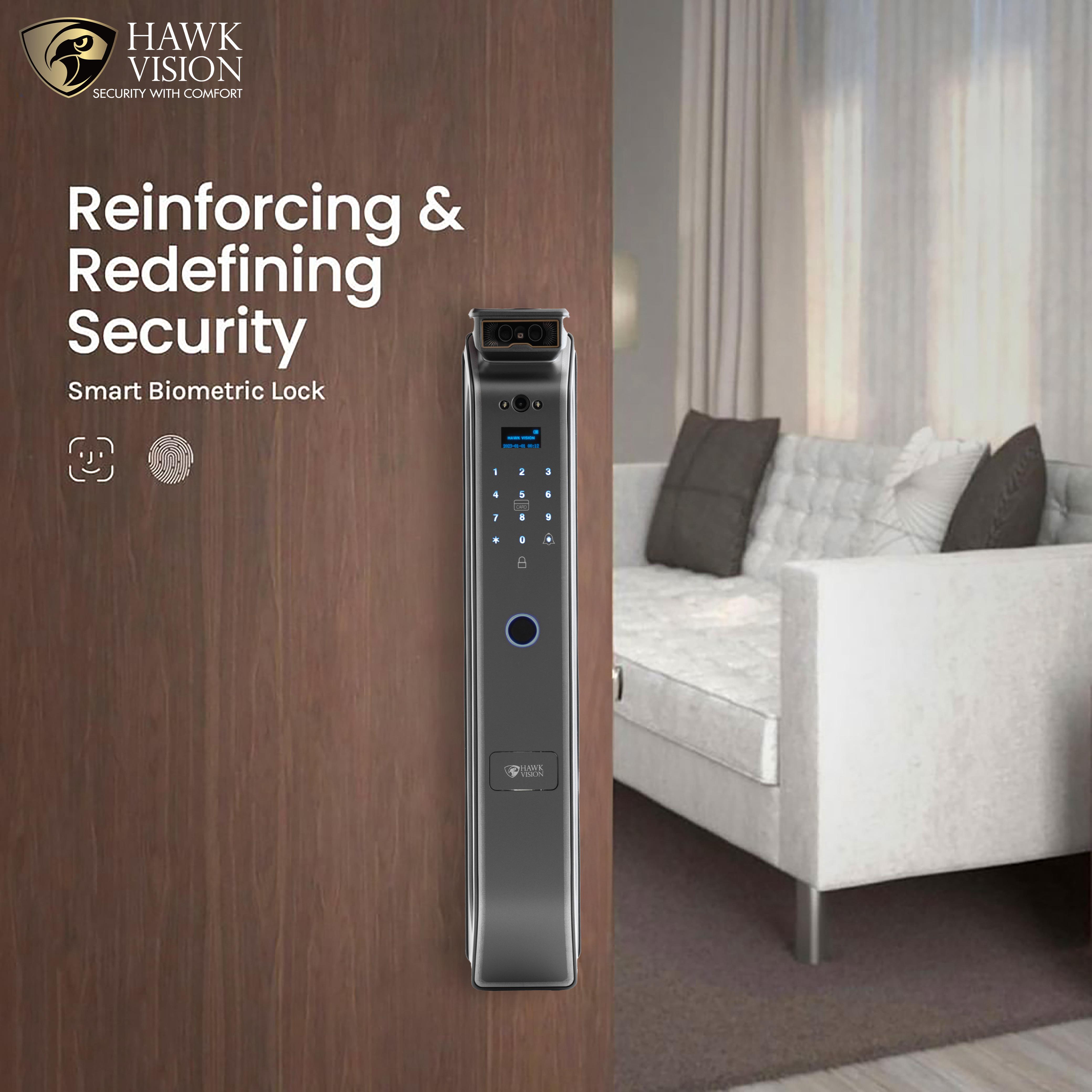 Hawkvision HV-SDL-F75-M Smart Door Lock - Black