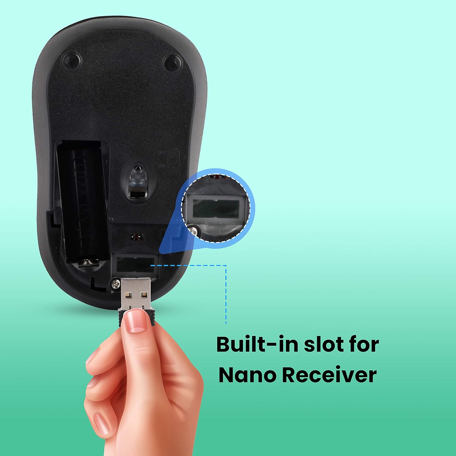 Zebronics Dash Plus Wireless Mouse 2.4GHz High Precision with up to 1600 DPI, Plug & Play Usage- Black