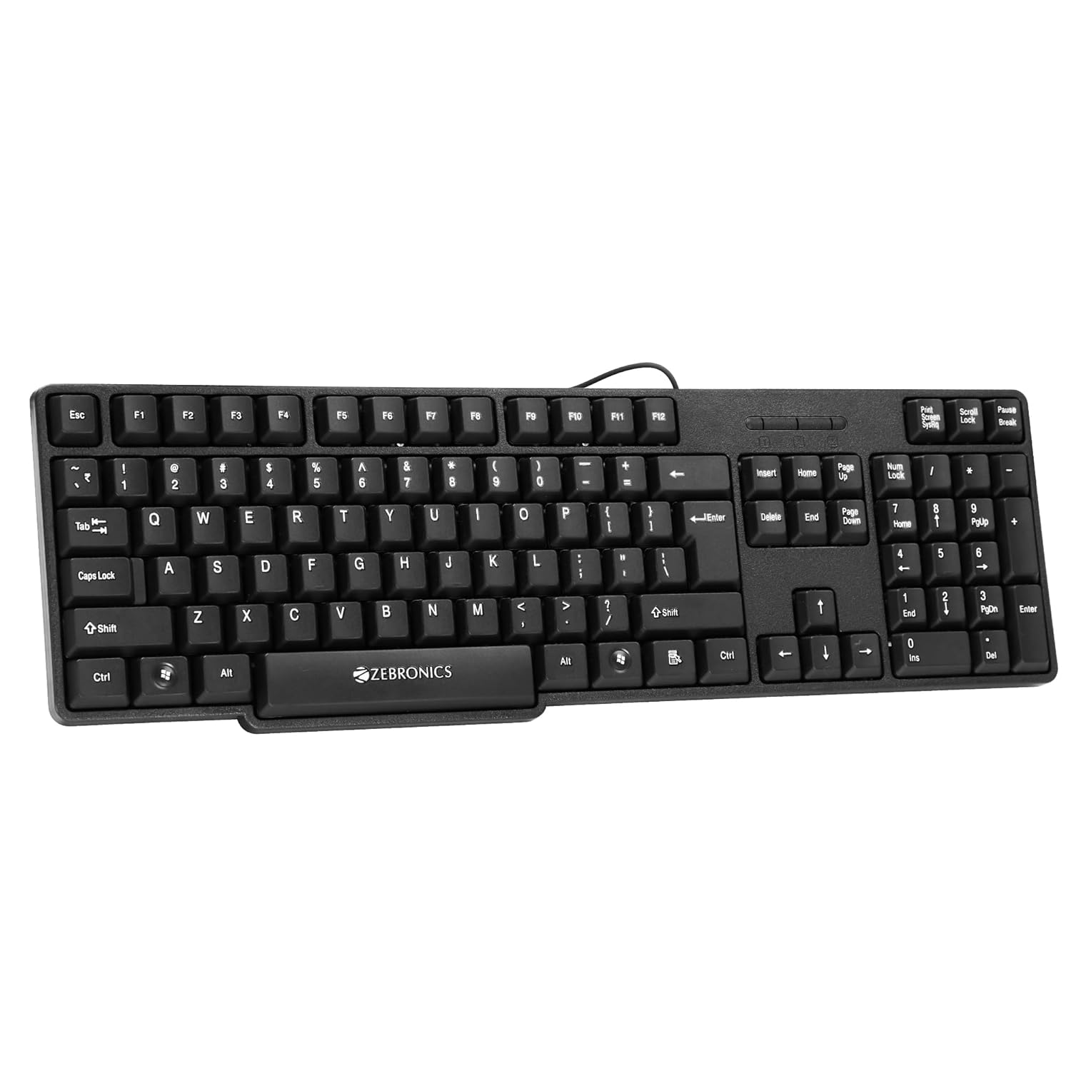Zebronics K20 USB Keyboard with Rupee Key, USB Interface and Retractable Stand- Black