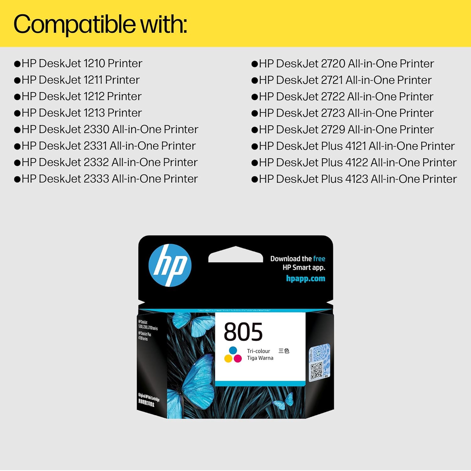 HP 805 Tri-Color Original Ink Cartridge,Multicolor Pack- 3YM72AA