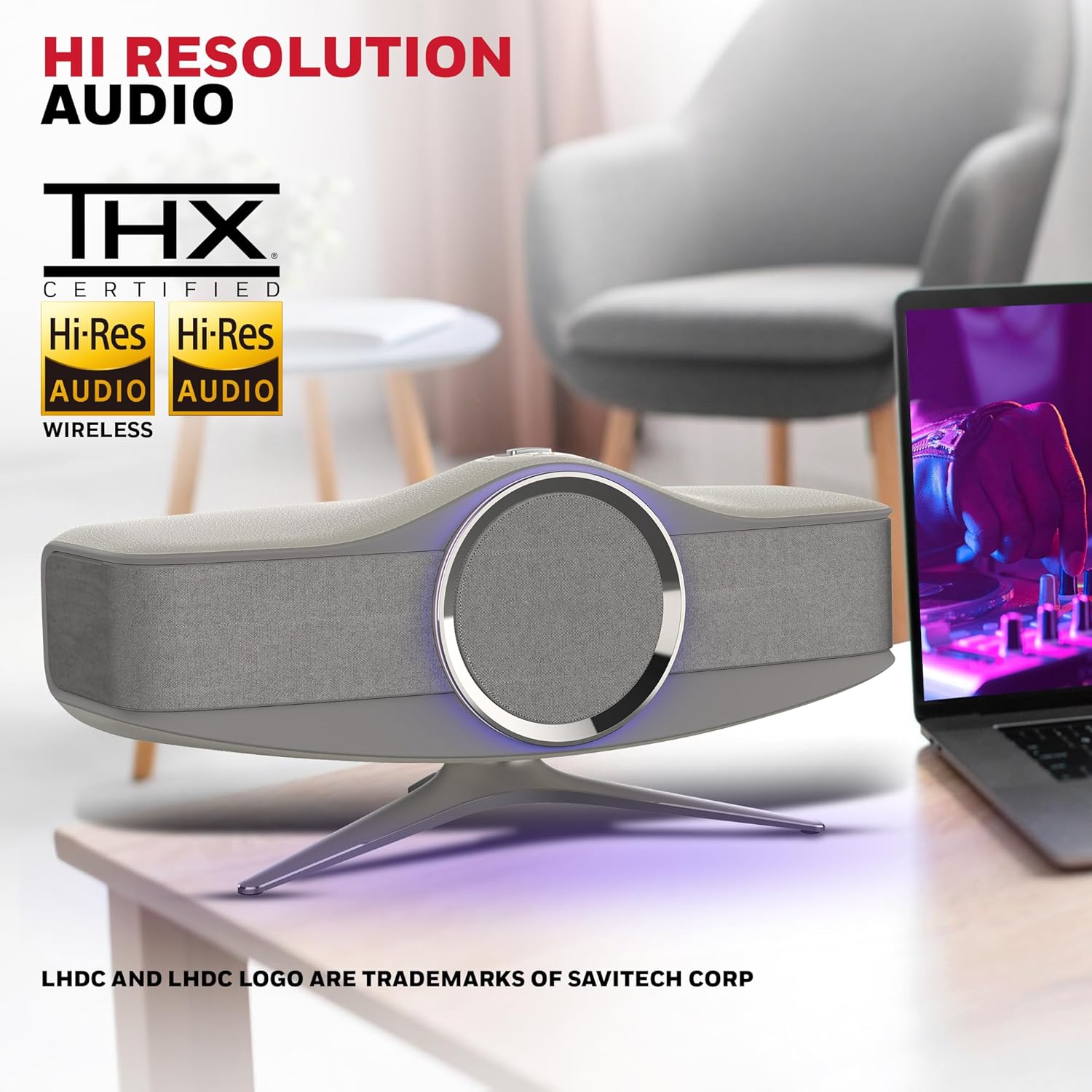Honeywell Aviator Hi-Fi Speaker, 240W, 1MBPS+ audio codec, TypeC & Lightning Dongle, Ambient Light, Deep Bass, Bluetooth V5.3- 30m, 5 Amplification Channel, 3 Independent Sound Cavities- Grey