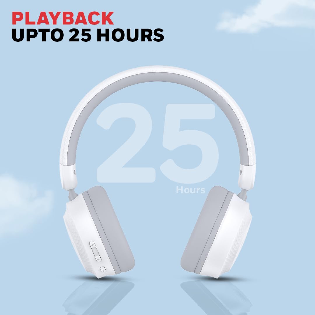 Honeywell Moxie V20 Bluetooth v5.4 On-Ear Headphones with Mic, ENC, 25H Playback, Deep Bass, IPX4, Aux, Stereo Sound, 40ms low latency Gaming Mode- Grey